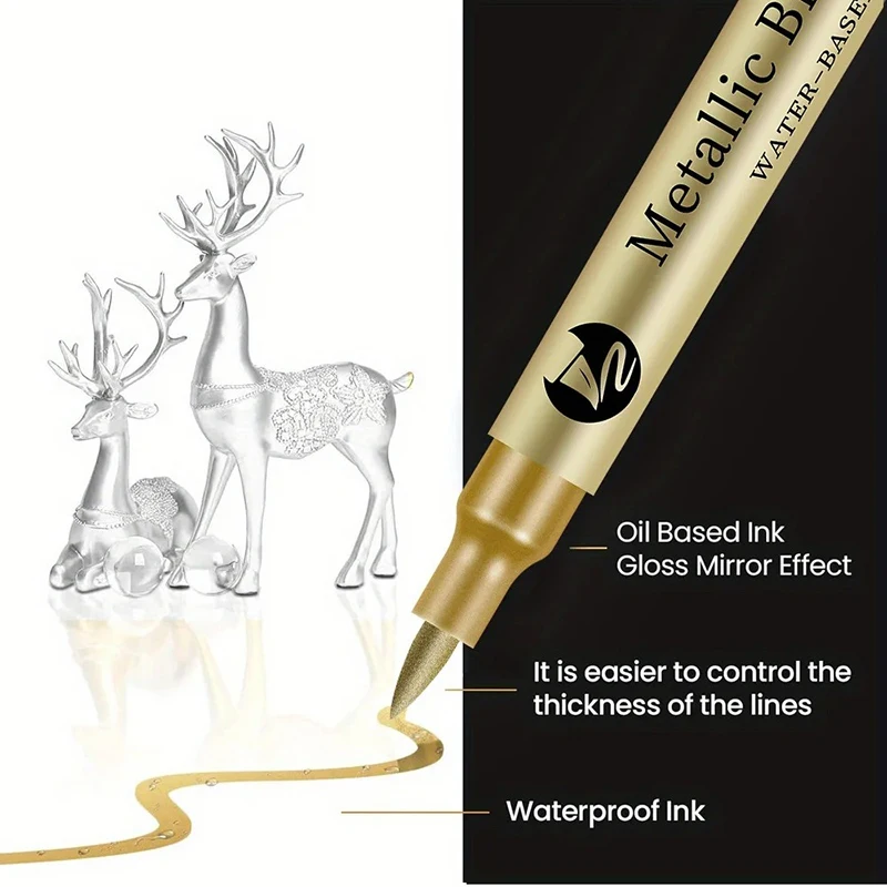 Soft-head High-gloss Metal Craft Pen Quick-drying Waterproof Paint Marker Gold Silver Ink Can Be Added DIY Graffiti Painting Pen