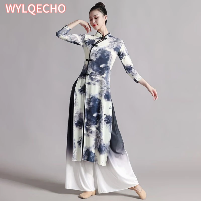 

2023 Vietnam Aodai Cheongsam Improved Stage Performance Dress Long Folk Dance Oriental Ao Dai Dress Women Elegant Clothing