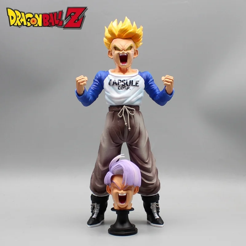 26cm Dragon Ball  Anime  Tranks Two Head Interchangeable Glowing Action Figure Model Statue Collection Desktop Ornament Toy Gift