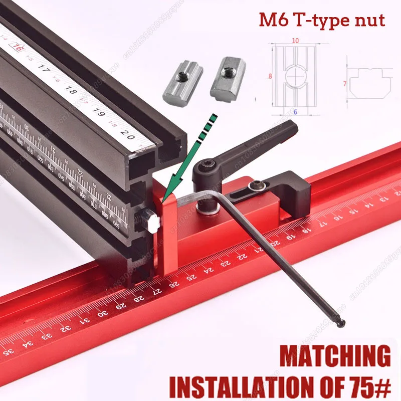 45Type Woodworking T-track Stop T-Slot Limiter Aluminium Miter Track Fence Flip Stop Chute Locator Carpenter DIY Workbench Tools