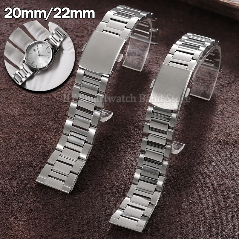 20mm 22mm Stainless Steel Watch Band for Seiko for Omega Bracelet Folding Buckle Men Women Universal WristBand Watch Accessories