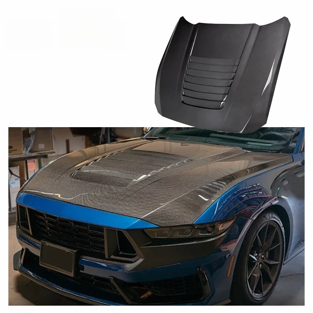 

Carbon GT500 Hood for Mustang 2024+ S650 Upgrade GT500 Style Carbon Fiber Engine Bonnet Hood