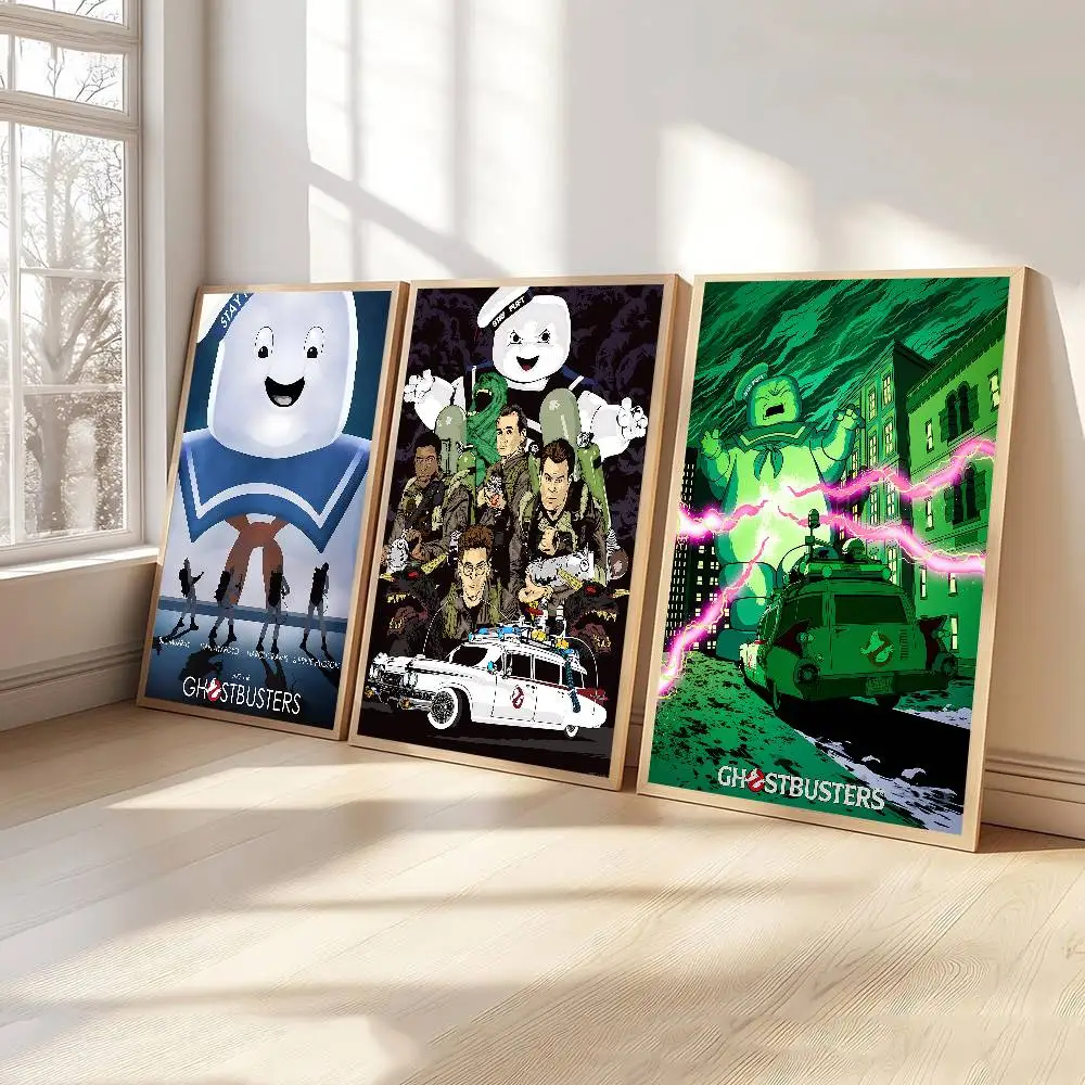 Retro Classic Ghostbusters Movie Self-adhesive Art Poster Fancy Wall Sticker for Bar Decoration Vintage Decorative Painting