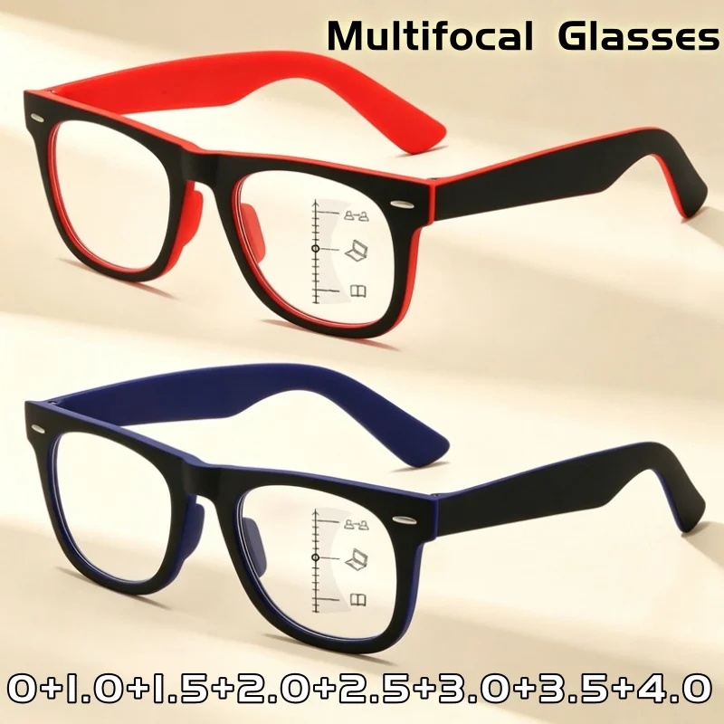 

Advanced High-definition Multifocal Reading Glasses Blue Light Blocking Women Men Classic Square Frame Eyewear 0 TO +4.0