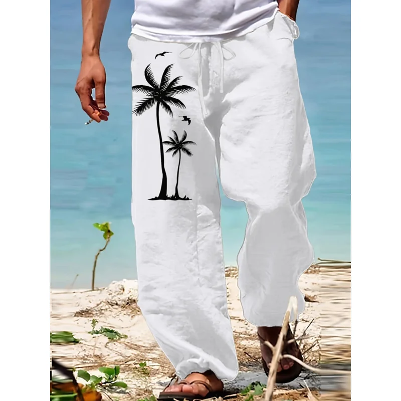 Été nouveaux hommes cordon plage vacances Style pantalon à jambes larges mode amusant motif perroquet imprimé ample décontracté pantalons de plage