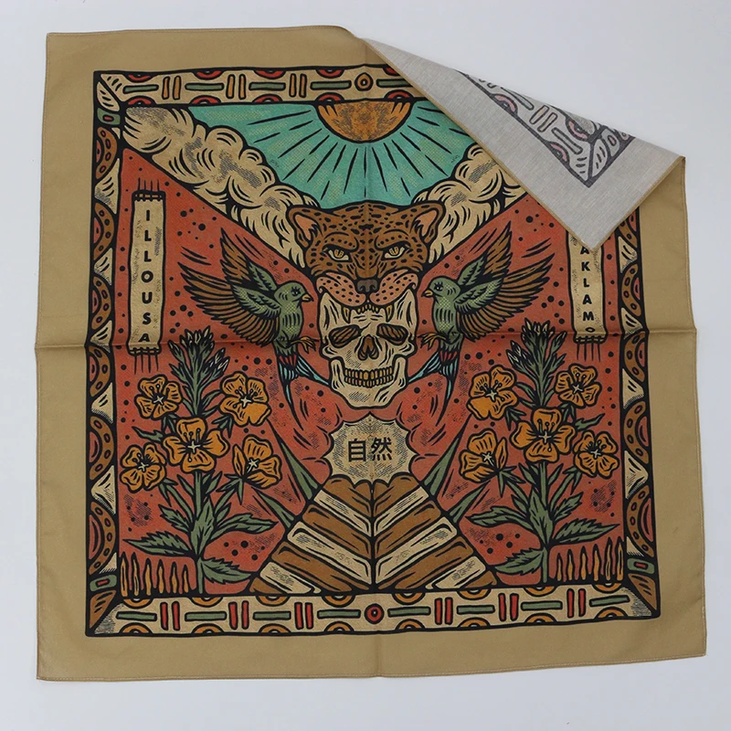 Digital One-side Printed Cotton Bandannas Hip hop Headbands Motorcycle Riding Masks Music Festival Decorations Headscarves