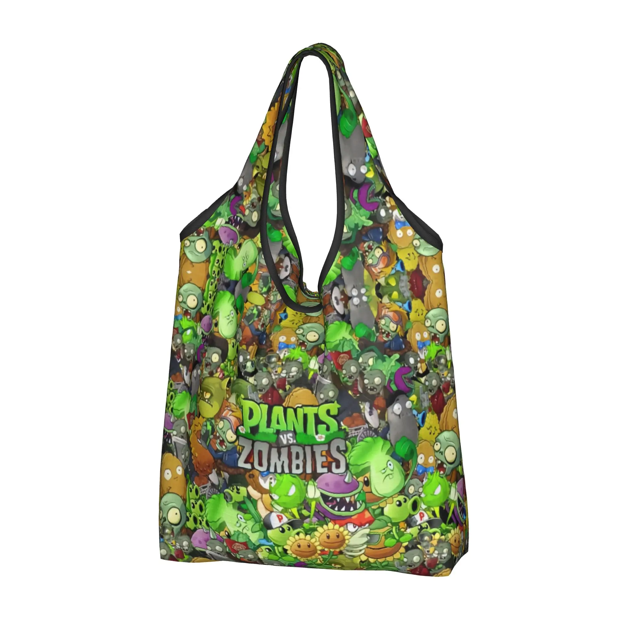 Recycling Plants vs. Zombies Game  Shopping Bag Women Tote Bag Portable  Groceries Shopper Bags