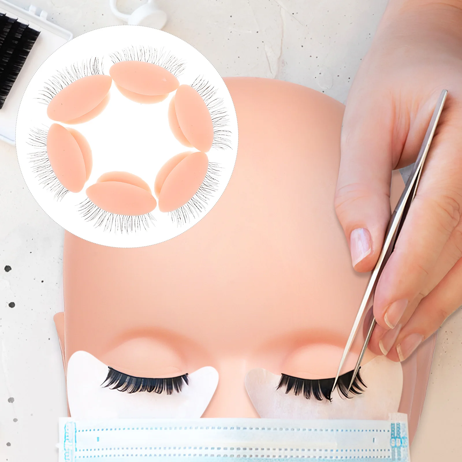 Realistyczne zamienniki do treningu przedłużania rzęs, odłączane płatki treningowe wielokrotnego użytku, narzędzia do ćwiczeń przedłużania rzęs.