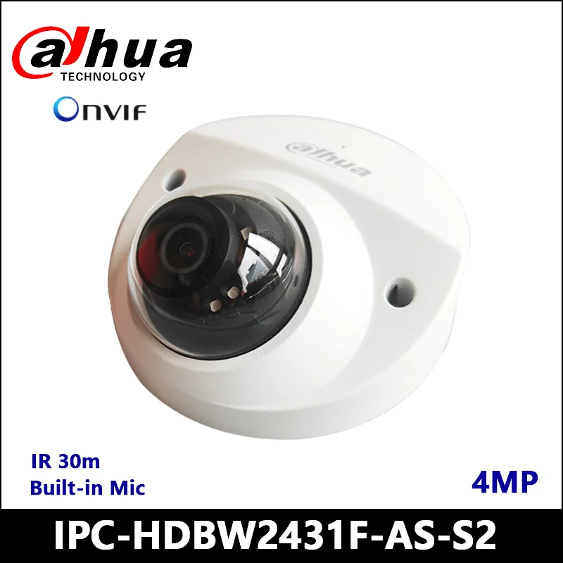 Dahua IP Camera POE IPC-HDBW2431F-AS-S2 4MP Lite IR Fixed-focal built-in Mic Dome Network CCTV Camera