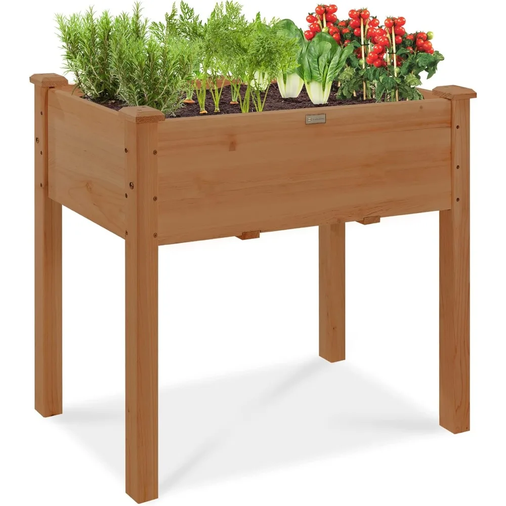 

Best Choice Products 34x18x30in Raised Garden Bed, Elevated Wood Planter Box Stand for Kids, Backyard, Patio, Balcony w/Bed Line