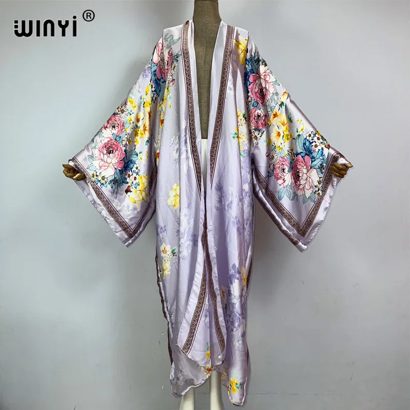 Letnie afrykański nadruk kimono kimono kaftany plażowe zakrywające elegancki kardigan abaya stroje plażowe dla kobiet elegancki płaszcz na imprezę