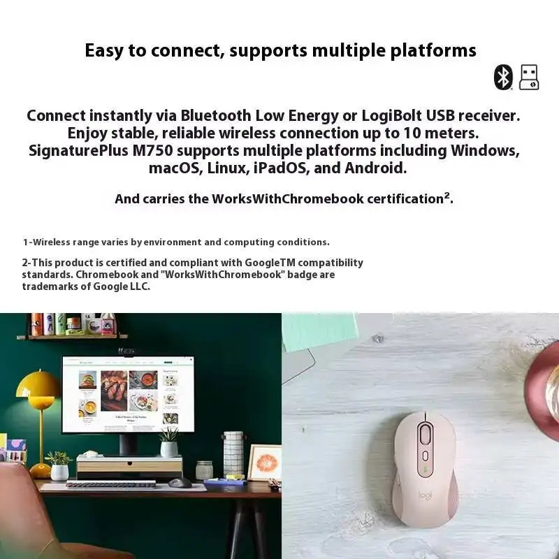 Logitech M750 Silent Wireless Mouse, 3-Device Connect, SmartWheel, 24-Month Battery, Ergonomic Grip, Windows/PC