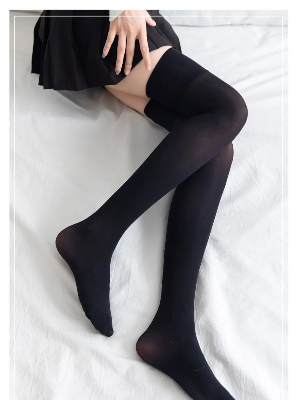 Kompressionsstrümpfe für Damen, kniehohe Socken, sexy Frühlings-Antirutsch-Hohe Socken, lange Strümpfe in Schwarz, Grau, Weiß, Kniestrümpfe – Detail 6