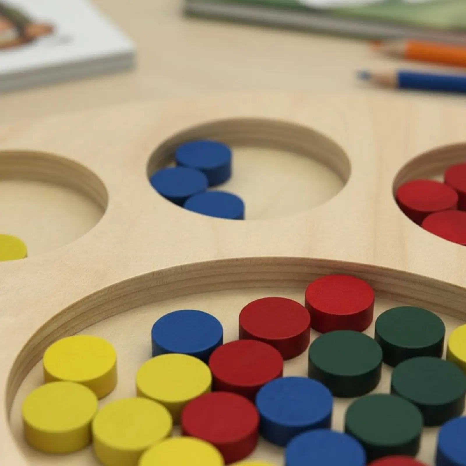 Wooden Color Sorting Tray Fine Physical Ability Development Educational Sorting Toy Wooden Learning Board Made of Natural Wood