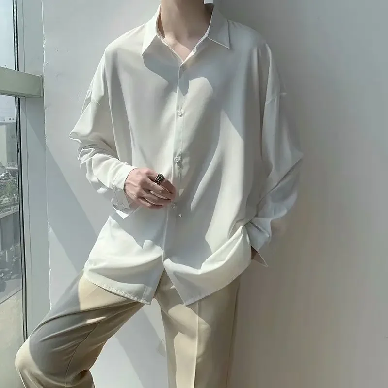 5 Colors Basic Solid Shirts Men Spring Oversize Korean Fashion Long Sleeve Tops Male Social Business Formal Camisa New Arrival