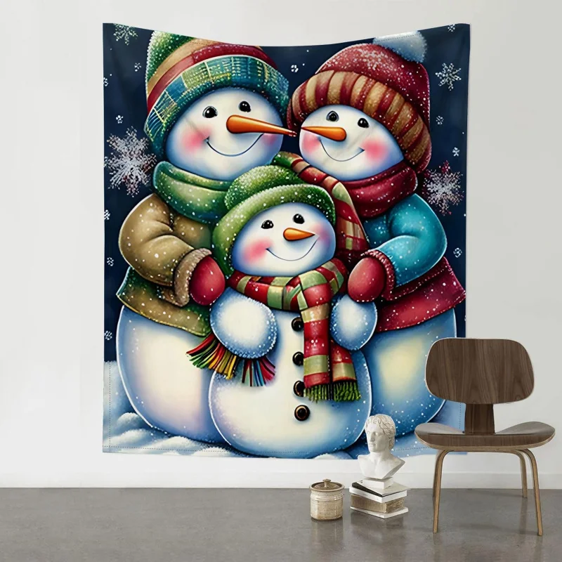 

Christmas tapestry snowflake snowman pattern wall bedroom home decoration 50inx60in