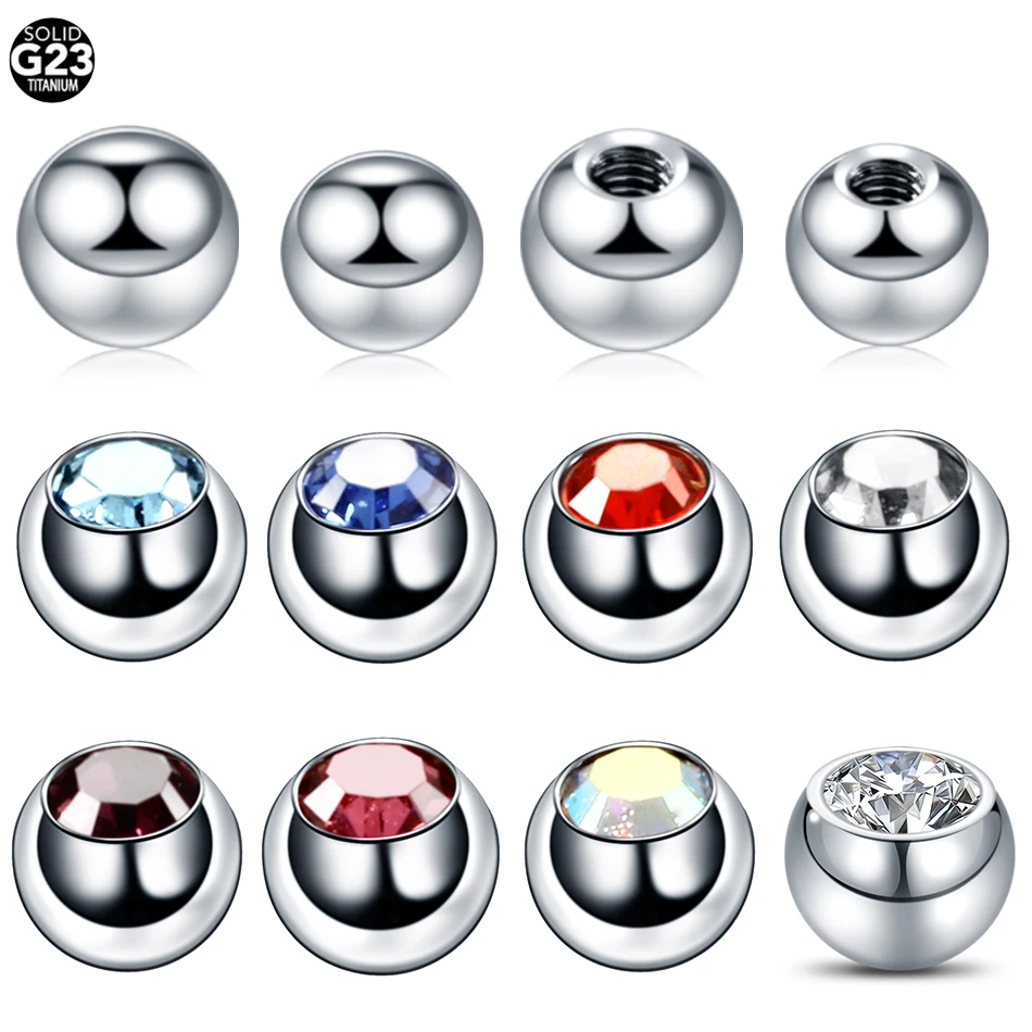 10Pcs/lot G23 Titanium Replacement Spare Balls Labret Tongue Ring Belly Eyebrow Ear Piercing Attachment 16G 14G DIY Body Jewelry