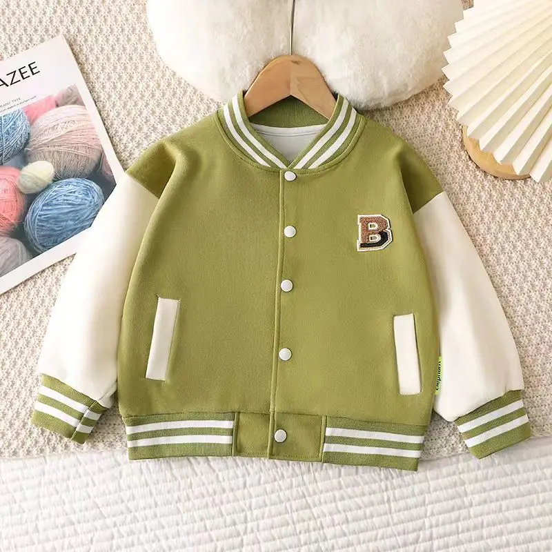 New Baby Baseball Jacket Boys Letter Round Collar Coat Spring Autumn Girls Fashion Casual Sports Outerwear 12M-12 Years Old