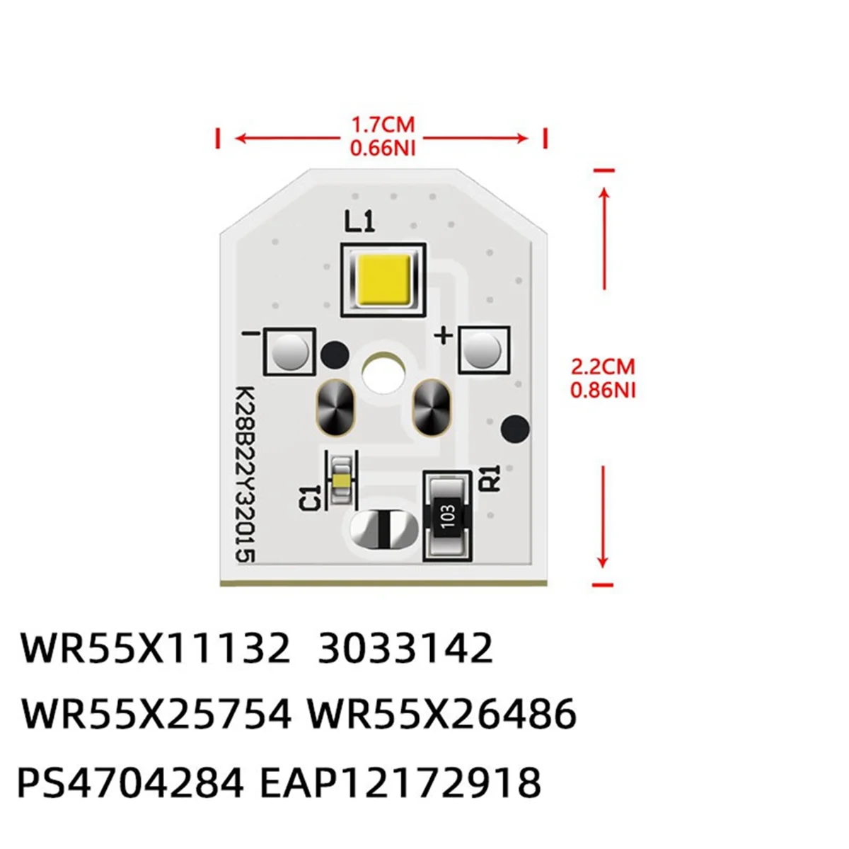 Tablero de luz LED para refrigerador WR55X25754 de 4 piezas