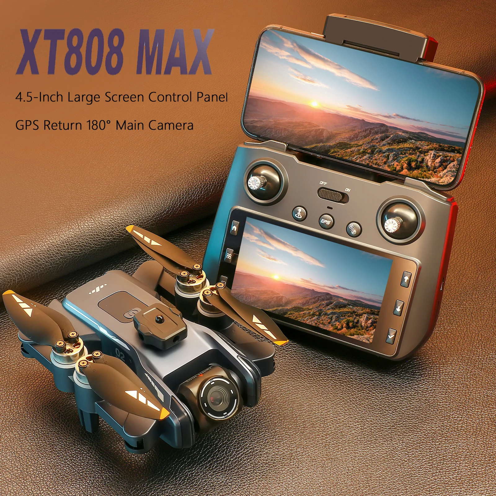XT808 GPS WIFI 8K HD Dual-Camera Drone With Screen Controlled Profissional Obstacle Avoidance Brushless Foldable Quadcopter Toys