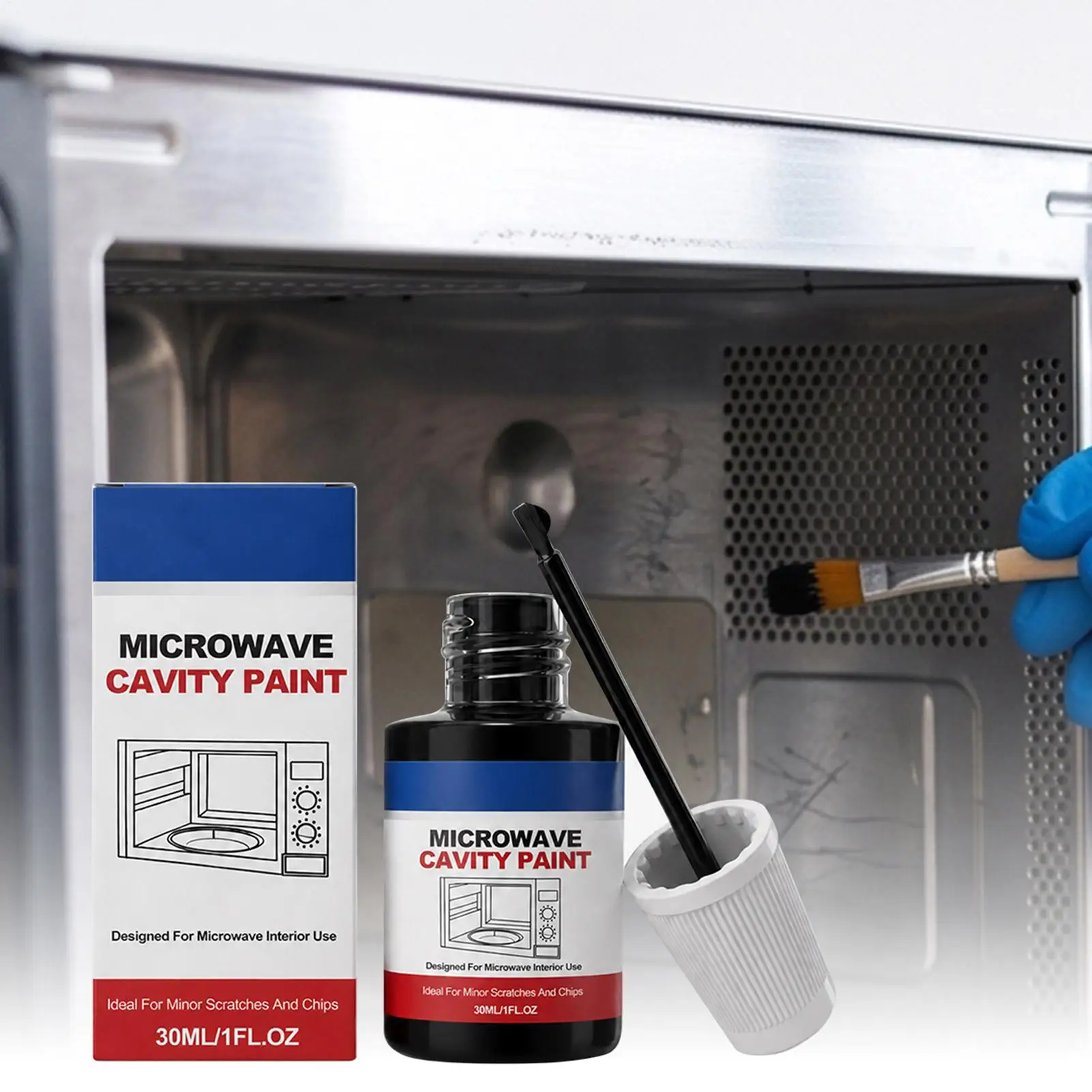 Microwave Paint Inside 30ml Black Heat Resistant Food Safe with Brush Appliance Repair Paint for Kitchen Home Office