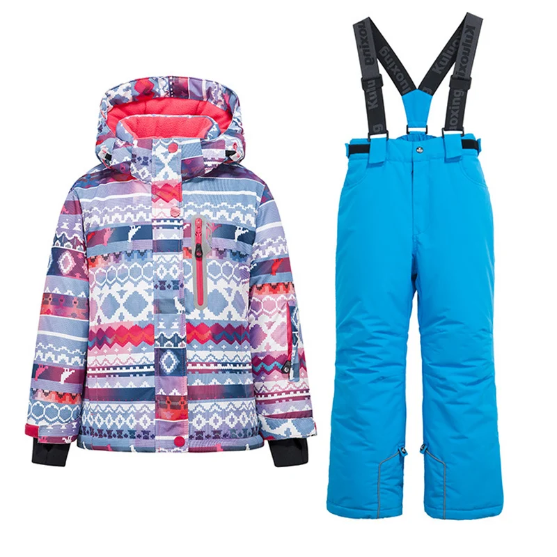 -30℃ Boy girl skiing suit waterproof 5 6 7 8 9 10 11 12 13 14 15 year old children's snow clothing Warm snowboarding Coat pant