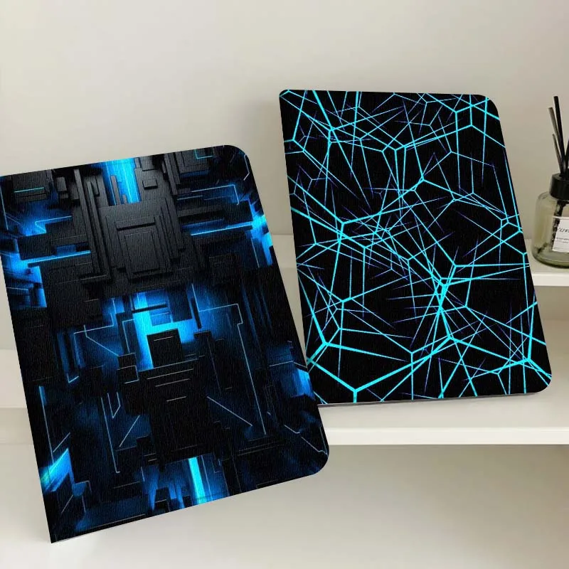 

Neon Tech Grid Pattern Tablet Case For Samsung Tab Galaxy S6 S11 A A7 A8 A9 A11 10.1 10.4 10.5 Plus Lite Gift