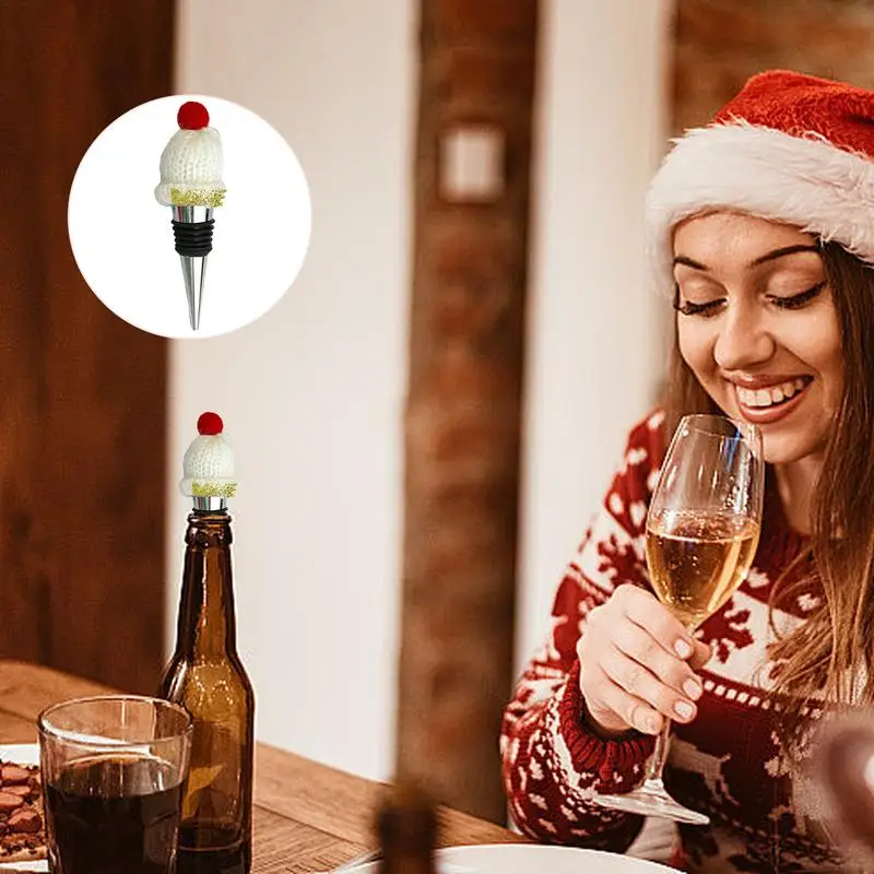 Tappi per bottiglie di vino Cappello da Babbo Natale Chiudi per bottiglie di vino Tappi per bottiglie di bevande per vino Tappi per vino decorativi riutilizzabili Conservatore di vino