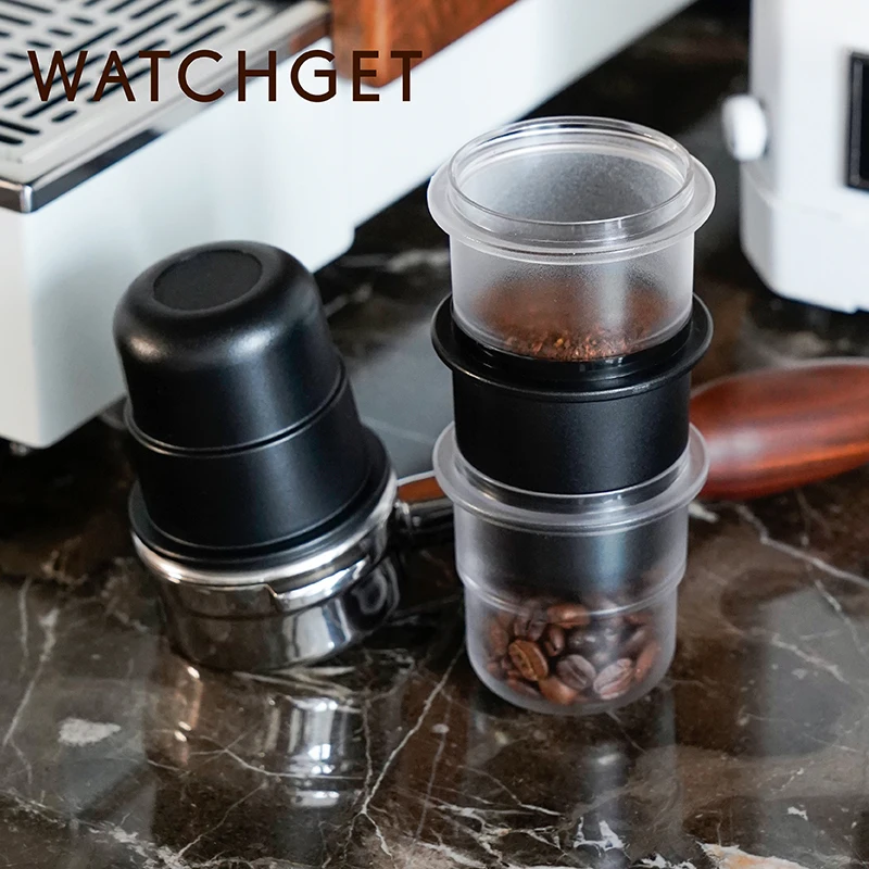 watchget 58mm Coffee Dosing Cup Plastic Coffee Bean Dosing Cup Transparent/Black Espresso Dosing cup Barista Accessories