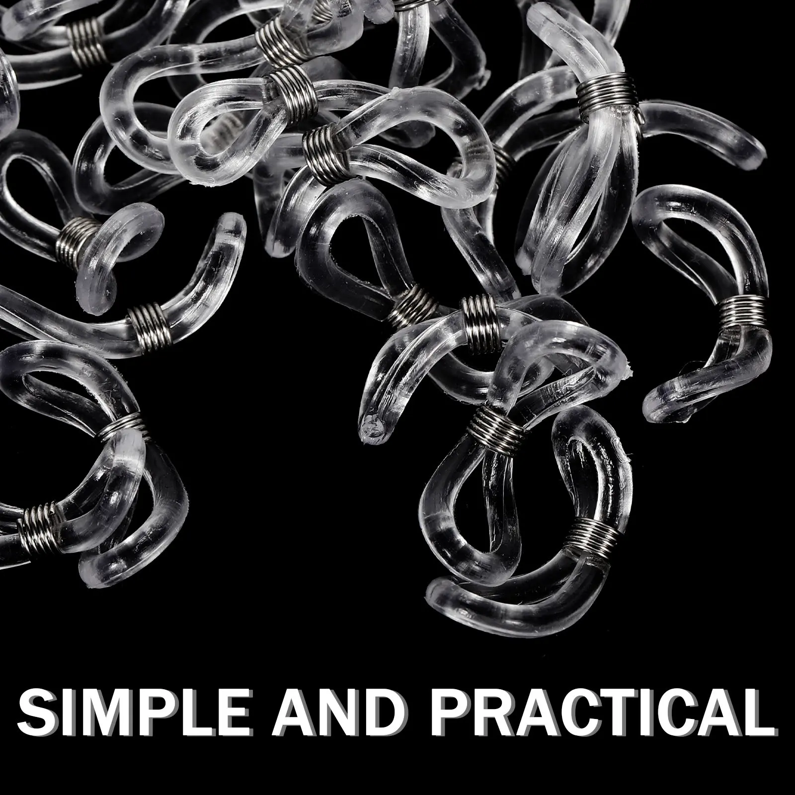 

25Pcs Eyeglass Chain Rubber Non Slip Holder Ends Adjustable Metal Coil Cord Ends for Glasses Sunglasses Accessories