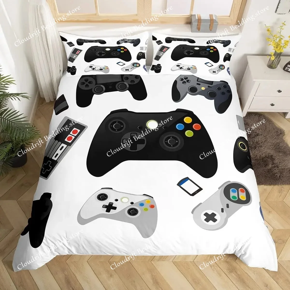 

Game Printed Duvet Cover Set Gamepad Video Game Controller Bedding Set for Kids Teens Boys Bedroom Quilt Cover with Pillowcase
