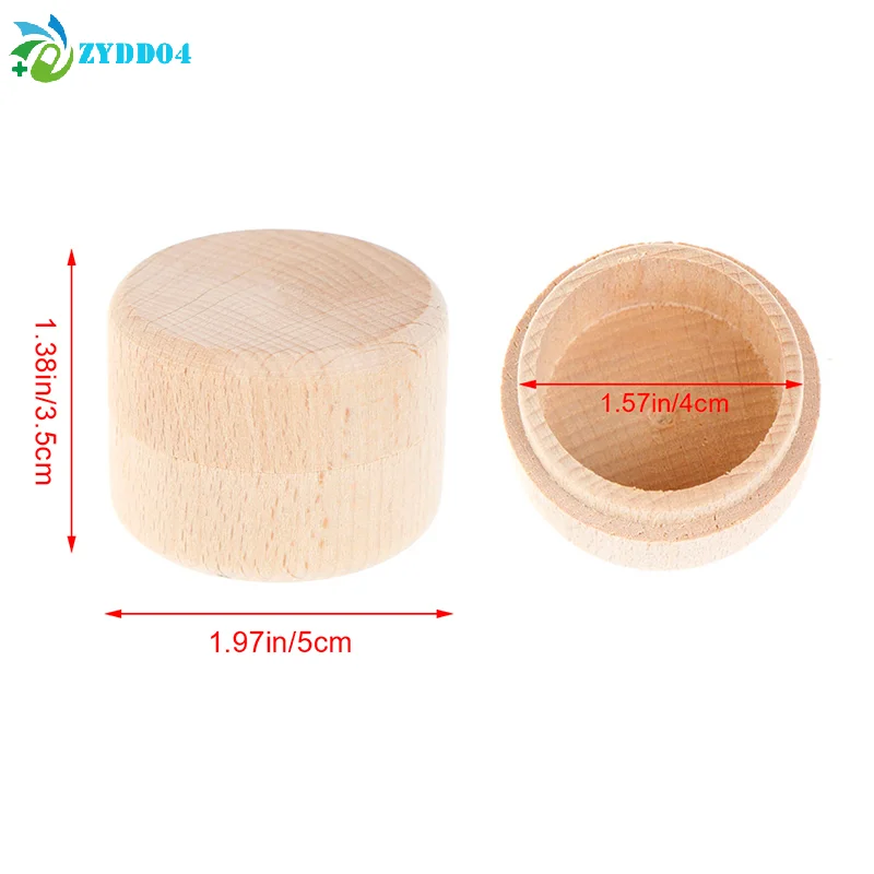 ●1Pcs Round Wooden Wedding Ring Jewelry Trinket Box Wood Sto