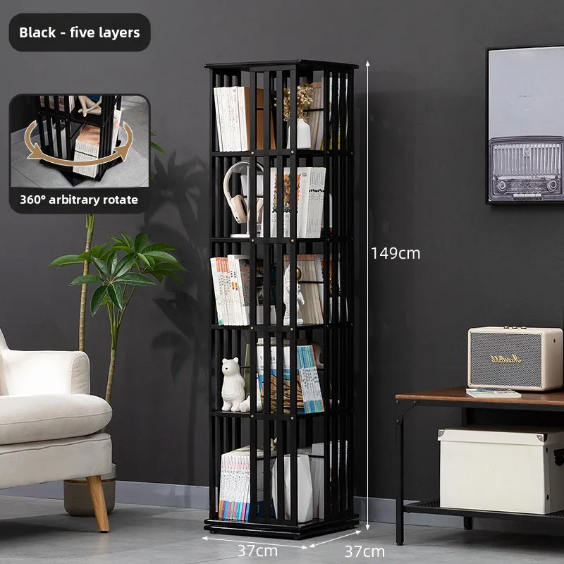 Firm Rotating bookshelf Floor-to-ceiling shelf Picture book storage Simple home student multi-layer 360-degree book cabinet