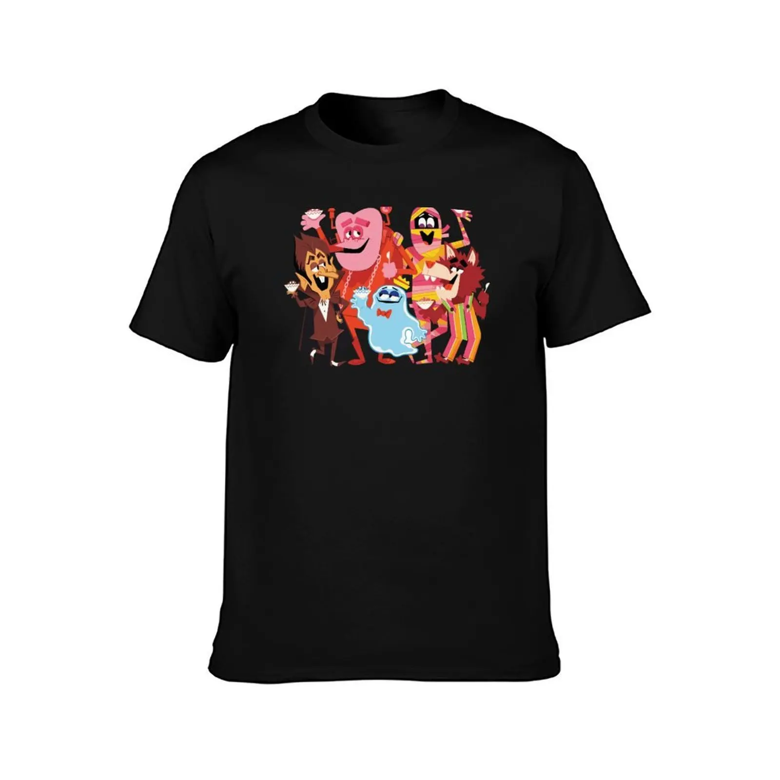 Cereal Creatures T-Shirt, Summer Casual Cotton Tee, Oversized Streetwear Tops, Vintage Graphic Print, Loose Fit Short Sleeve