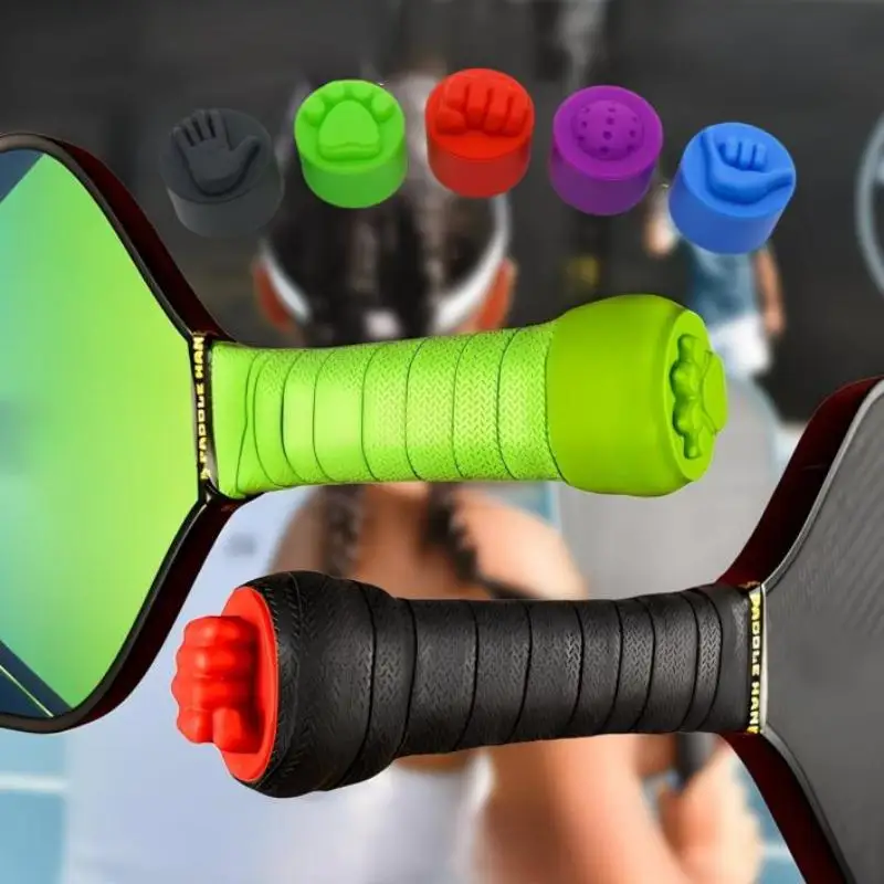 5pcs Reusable Anti-Slip Shock-Absorbing Protective Cover Pickleball Paddle Tail Silicone Cap Additions Universal End Caps