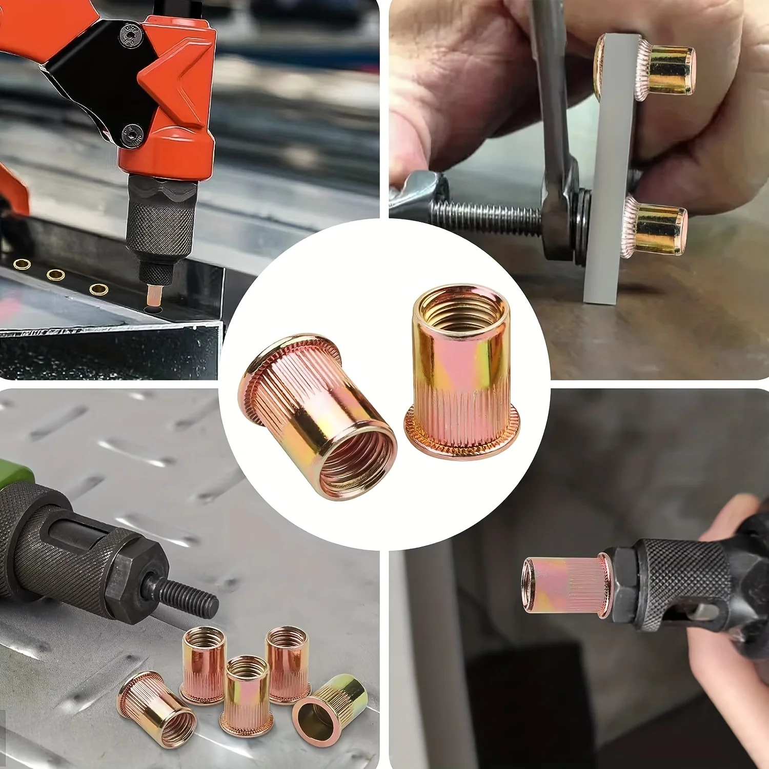 برشام المكسرات 150 قطعة الكربون الصلب شقة رئيس برشام المكسرات مجموعة متنوعة مخرش الجسم الخيوط الإدراج الجوز