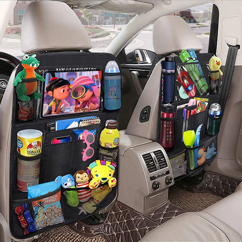 

Car Seat Organizer Multifunctional Oxford Car Back Multi Pocket Storage Bag with Tablet Touch Screen Holder Protector for Kids