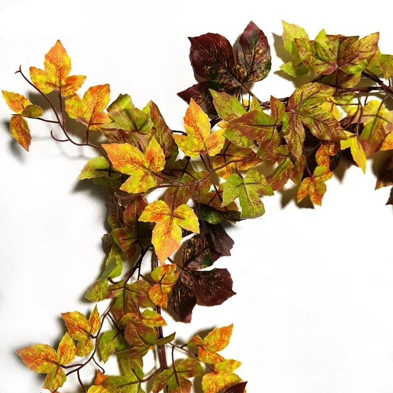 Fake Plants Simulated Gum Autumn Maple Leaf Vine Creeper Vine Soft Halloween Decorative Fake Flower Plante Artificielle