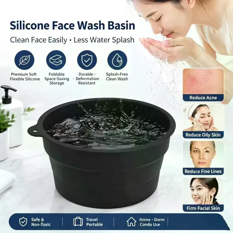 Silicone Foldable Face Ice Bowl With Built-In Ice Tray Facials Plunge Washbasin For Shrinking Pores Portable Home Skin Care