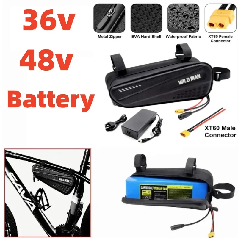 

E-bike 36V 48V Battery 10Ah/12AH/14Ah Electric Bike Scooter Battery Lithium Battery with Waterproof bag,for 250W 500W 750W Motor