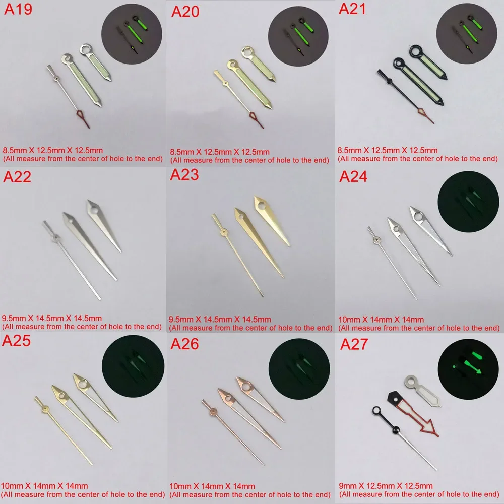 Lisban A-Series Watch Accessories Watch Hands Pointer NH35 Green Super Luminous, Suitable for NH35, NH36 Movement Hands