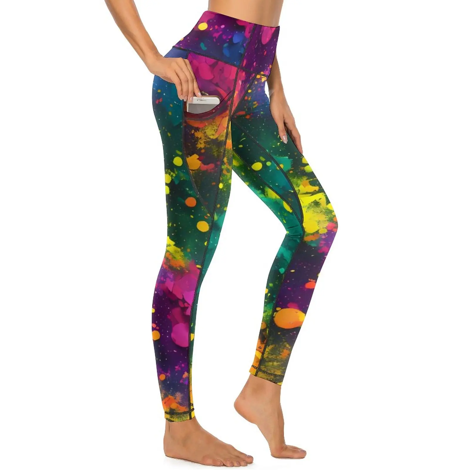 Abstract Splatter Yoga Pants Sexy Galaxy Art Print Design Leggings High Waist Gym Leggins Lady Kawaii Stretchy Sports Tights