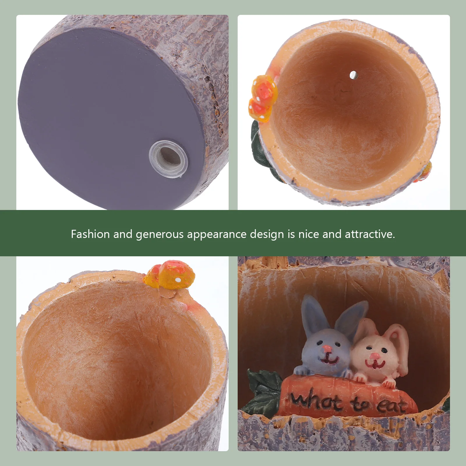 

Rabbit Picnic Resin Hollow Flower Pot Storage Box Garden Decor Bonsai Terrarium Planter Indoor Outdoor Durable Herb Container