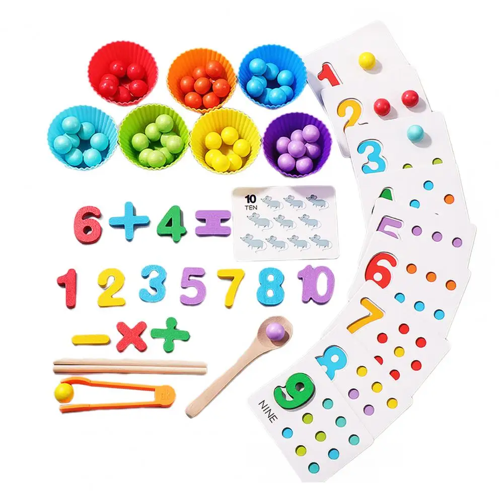 Ensemble de jouets mathématiques, Kit de jouets mathématiques arithmétiques éducatifs pour les tout-petits, blocs de perles, ensemble de bols en Silicone pour l'apprentissage des chiffres