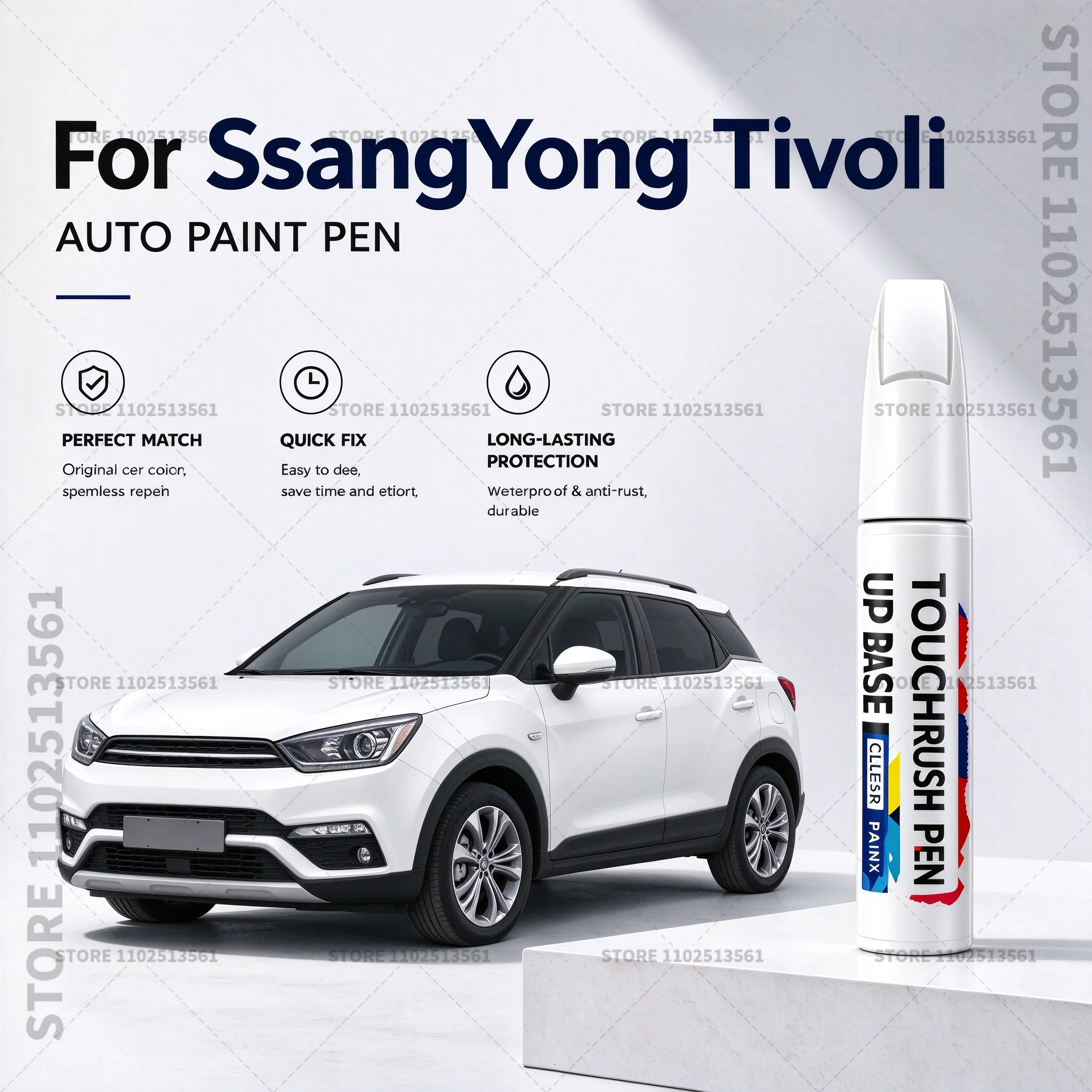 For SsangYong Tivoli White Red Car Scratch Remover Paint Pen Touch Up Marker for Auto Body Repair Door Bumper Fender Accessories