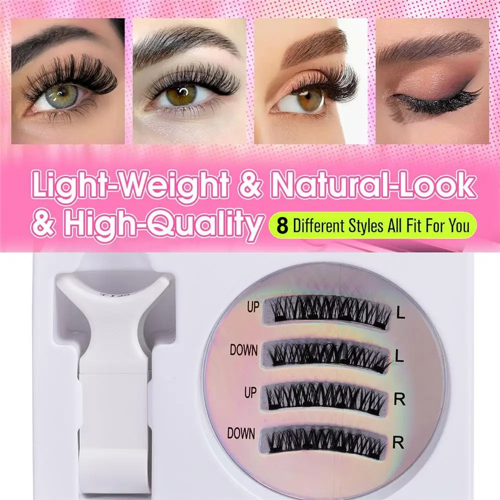 New Suction No Glue Needed Magnetic Eyelashes with Applicator Upgraded Fixed Position Magnetic False Eyelash Set