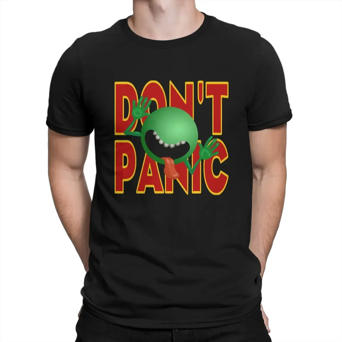 Douglas Adams DON'T PANIC Tshirt Classic Men Graphic Teenager Streetwear Tops Oversized Cotton O-Neck T Shirt