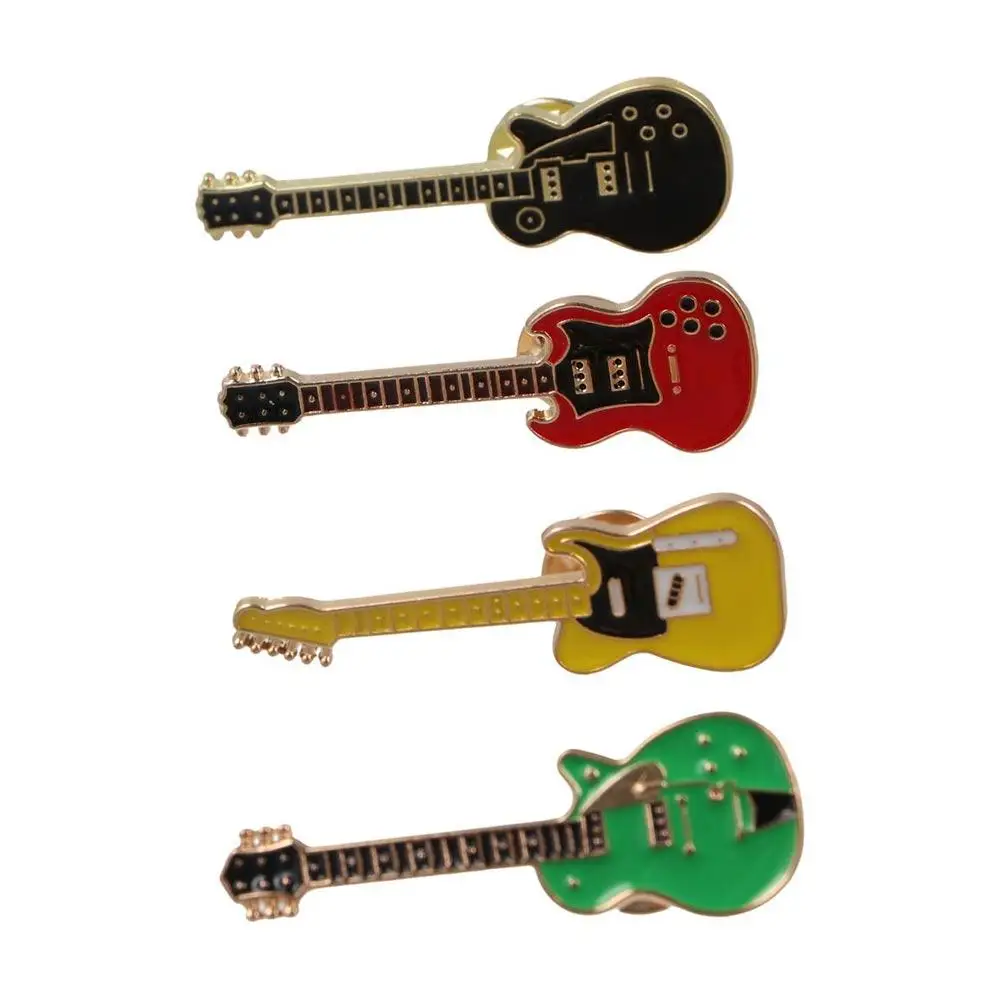 Clothing Accessories Rock Band Guitar Brooch Funny Metal Guitar Lapel Badge Cartoon Guitar Enamel Pins Denim Shirt