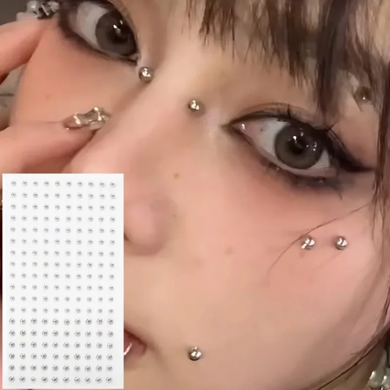 Silvery Fake Lip Eyebrow Ear Stickers Non Piercied Earring Studs Teens Hip hop Fake Nose Nails Ring Body Belly Button Jewelry