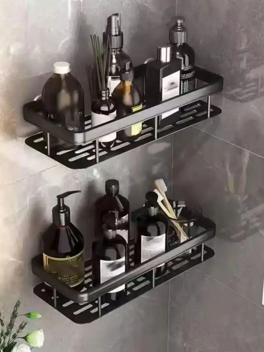2 Stück Badezimmerregal Küchen-Aufbewahrungsorganizer ABS Shampoo-Regal Duschregal Badezimmerzubehör Bohrfreies Regal – Detail 4